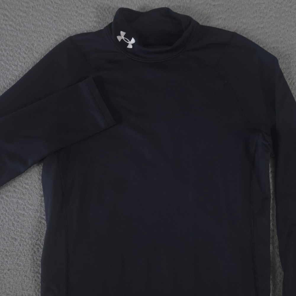 Under Armour Shirt Mens Small Black ColdGear Fitted Mock Long Sleeve Compression